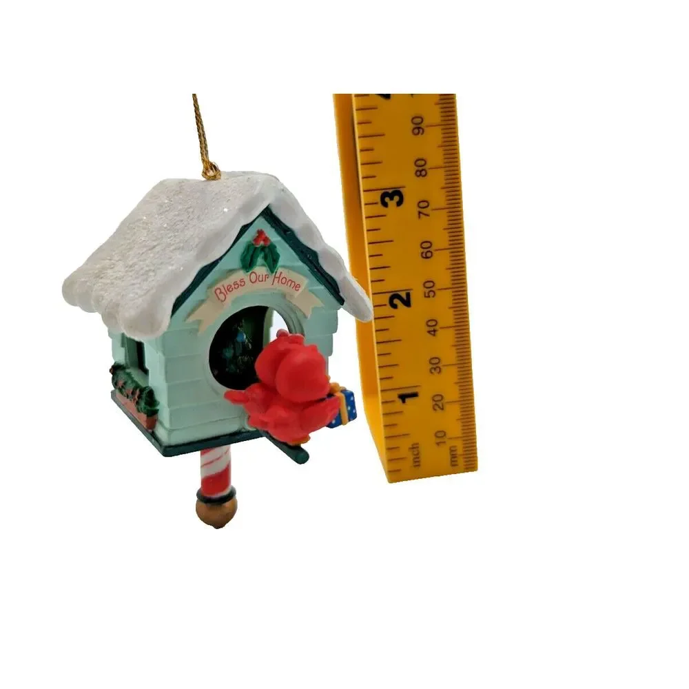 Bless Our Home Christmas Ornament Lustre Fame Cardinals‎ Bird House 1992